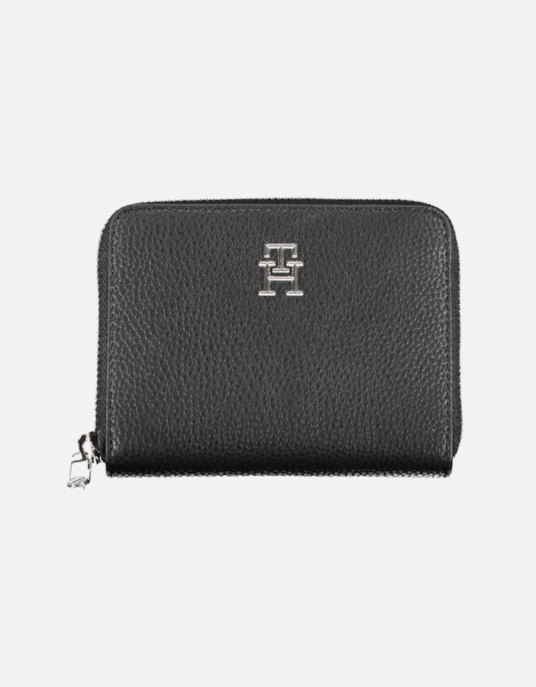 Zippered Wallet with Multiple Compartments and Logo Women - Black