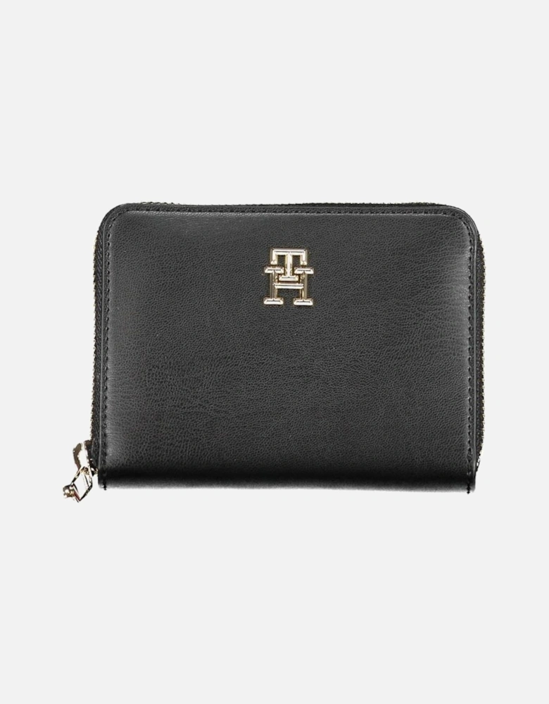 Zippered Wallet with Multiple Compartments and Logo Women - Black