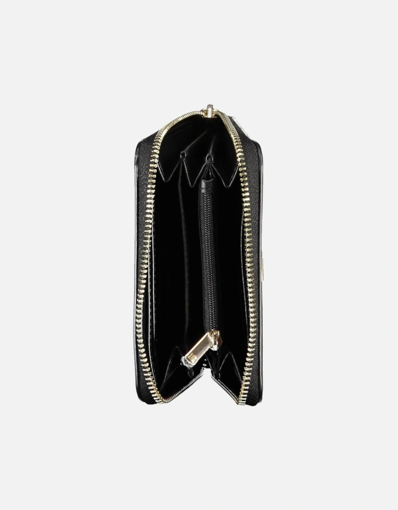 Zippered Wallet with Multiple Compartments and Logo Women - Black