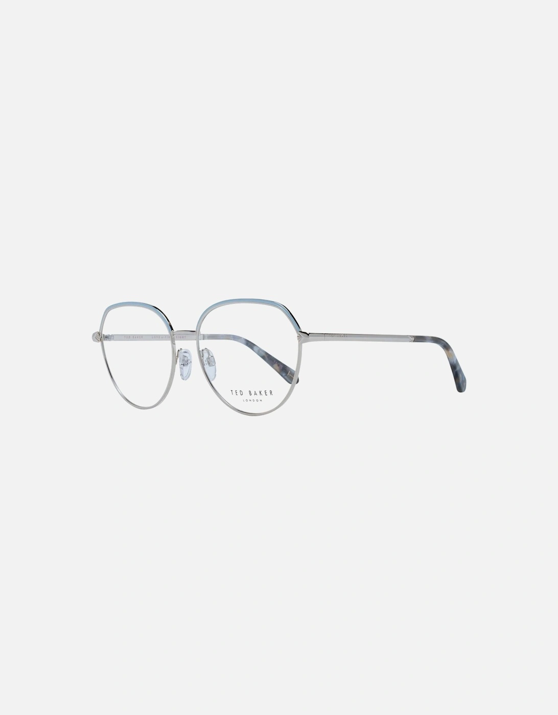 Blue Metal Round Glasses with Demo Plastic Lenses Women Frames, 4 of 3