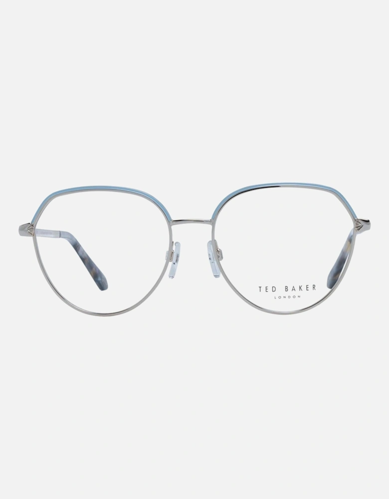 Blue Metal Round Glasses with Demo Plastic Lenses Women Frames
