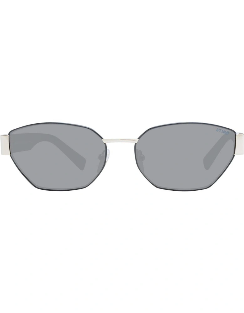 Rectangle Metal Full-Rim Sunglasses with Grey Lenses Unisex - Black