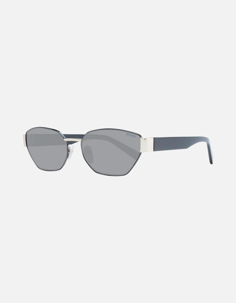 Rectangle Metal Full-Rim Sunglasses with Grey Lenses Unisex - Black