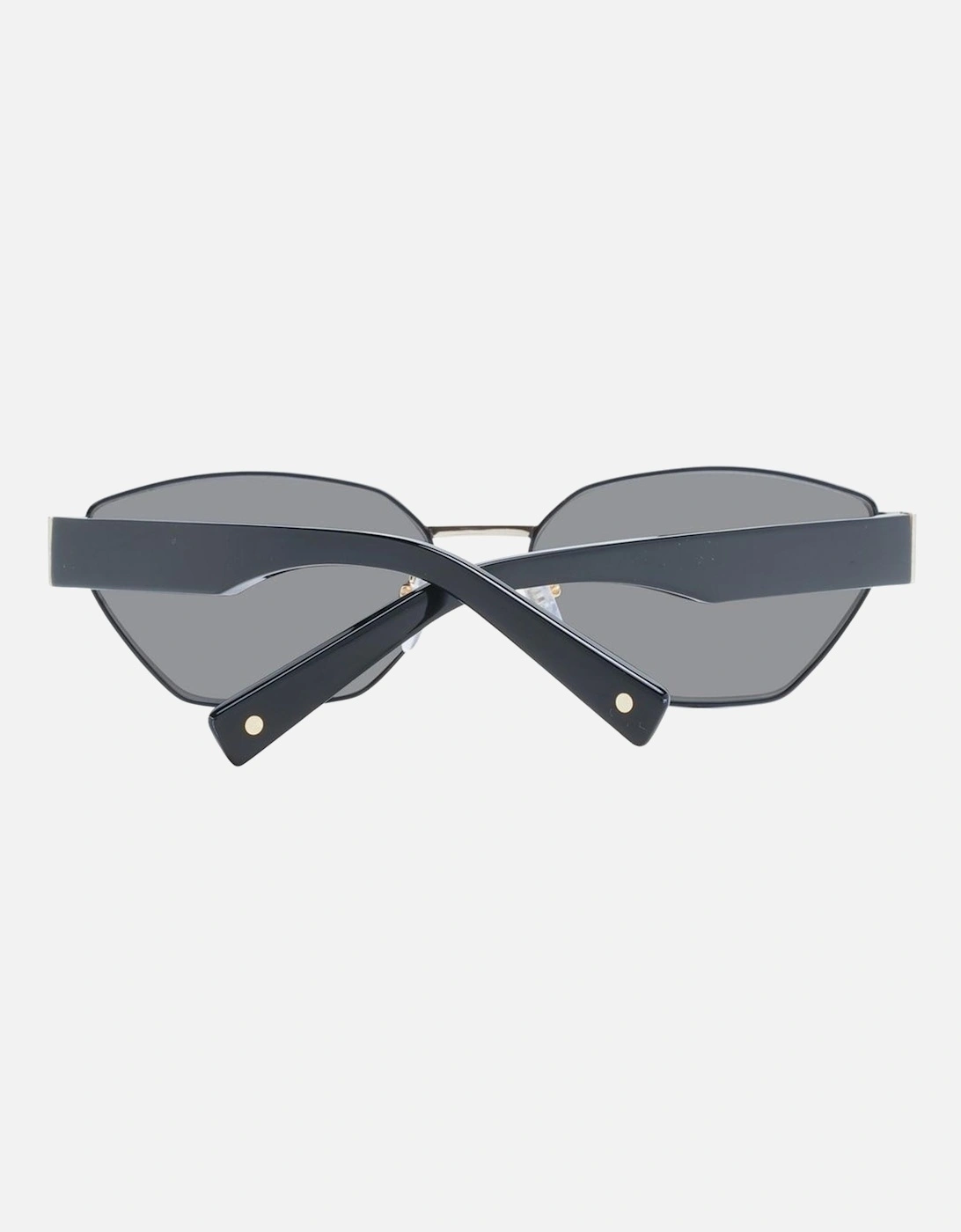 Rectangle Metal Full-Rim Sunglasses with Grey Lenses Unisex - Black