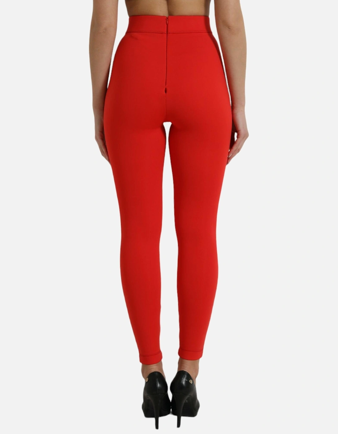High-Waist Leggings with Zipper Closure and Logo Details Women - Red