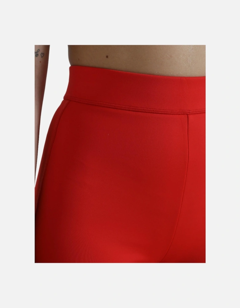 High-Waist Leggings with Zipper Closure and Logo Details Women - Red