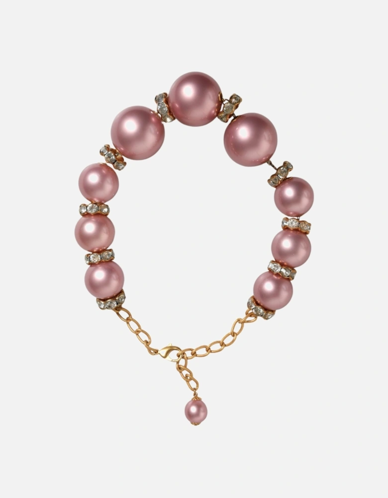 Statement Charm Necklace with Crystal Accents Women - Gold And Pink