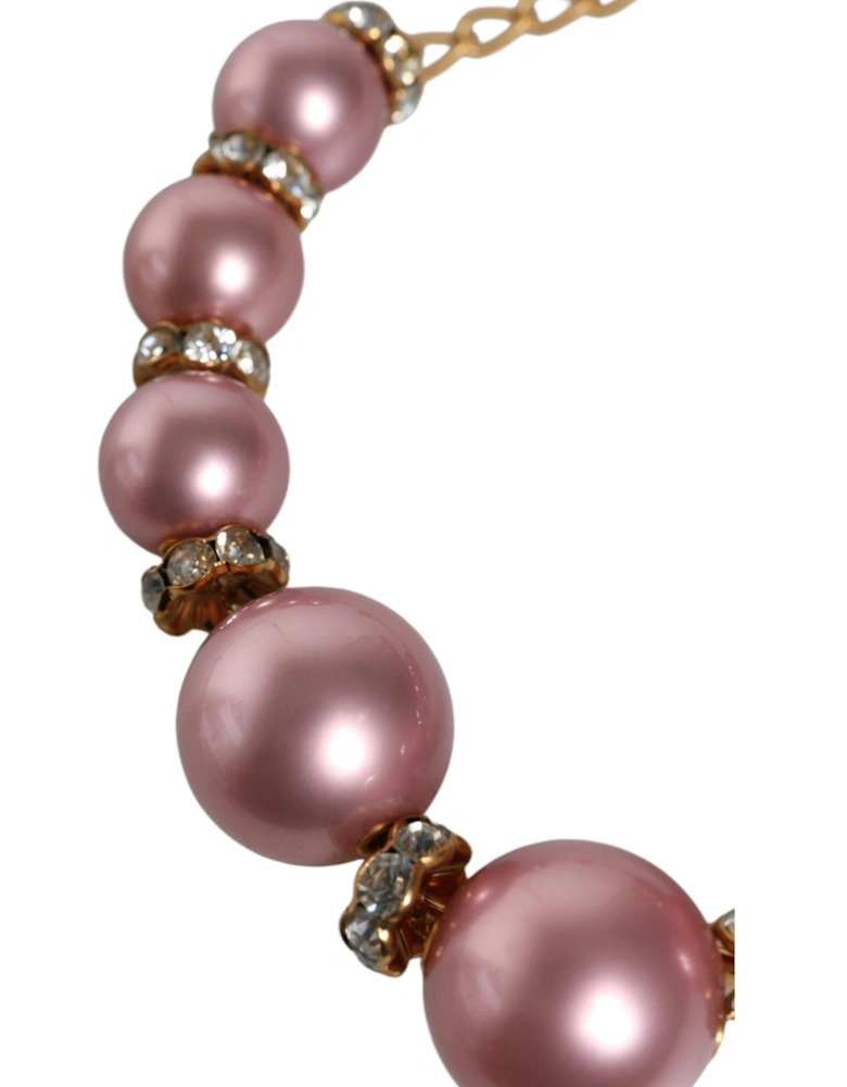 Statement Charm Necklace with Crystal Accents Women - Gold And Pink