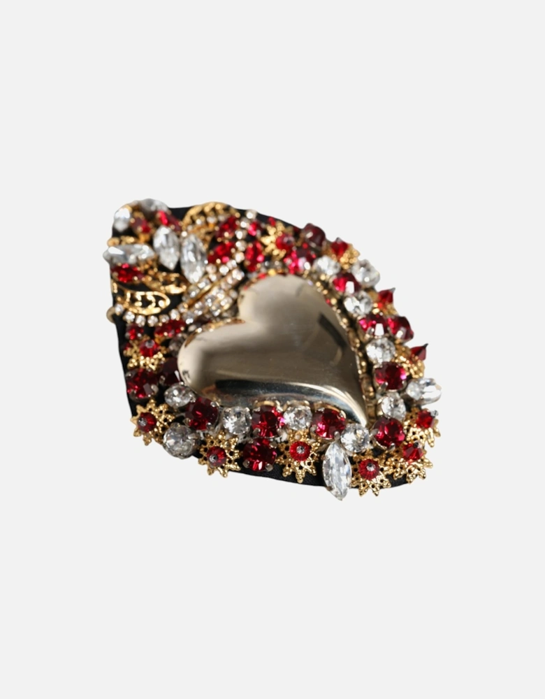 Sacred Heart Crystal Embellished Pin Brooch Women - Multicolor