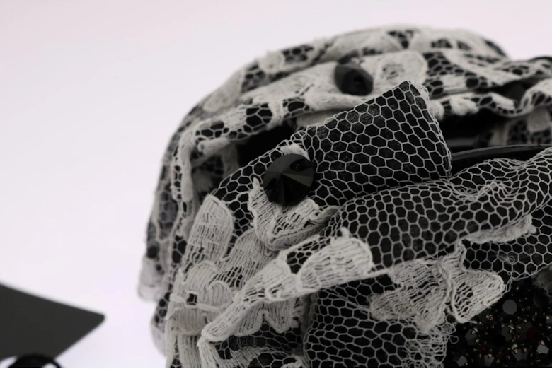 Rose Hair Clip Black and White Lace Women - Blackwhite Hair