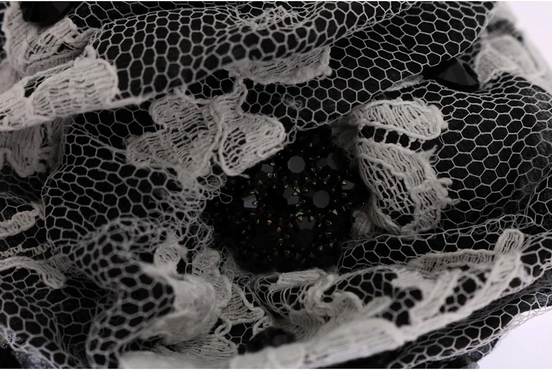 Rose Hair Clip Black and White Lace Women - Blackwhite Hair