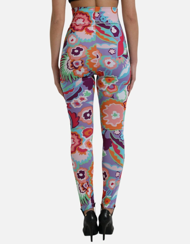 Floral Print High Rise Leggings Pants Women - Multicolor Jeans