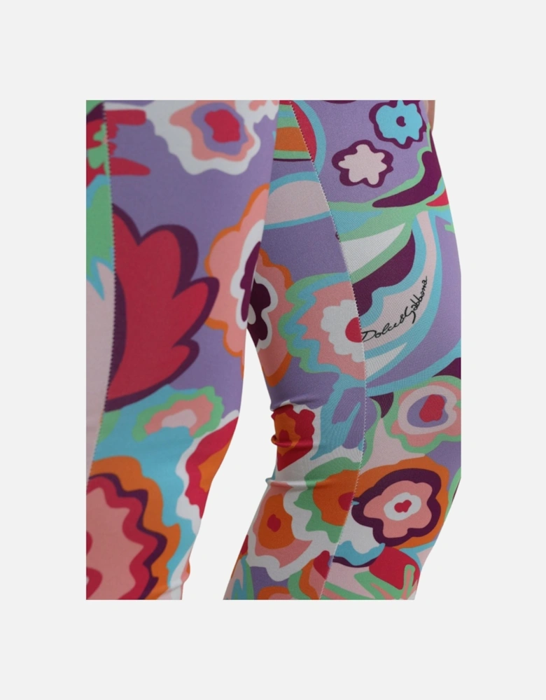 Floral Print High Rise Leggings Pants Women - Multicolor Jeans