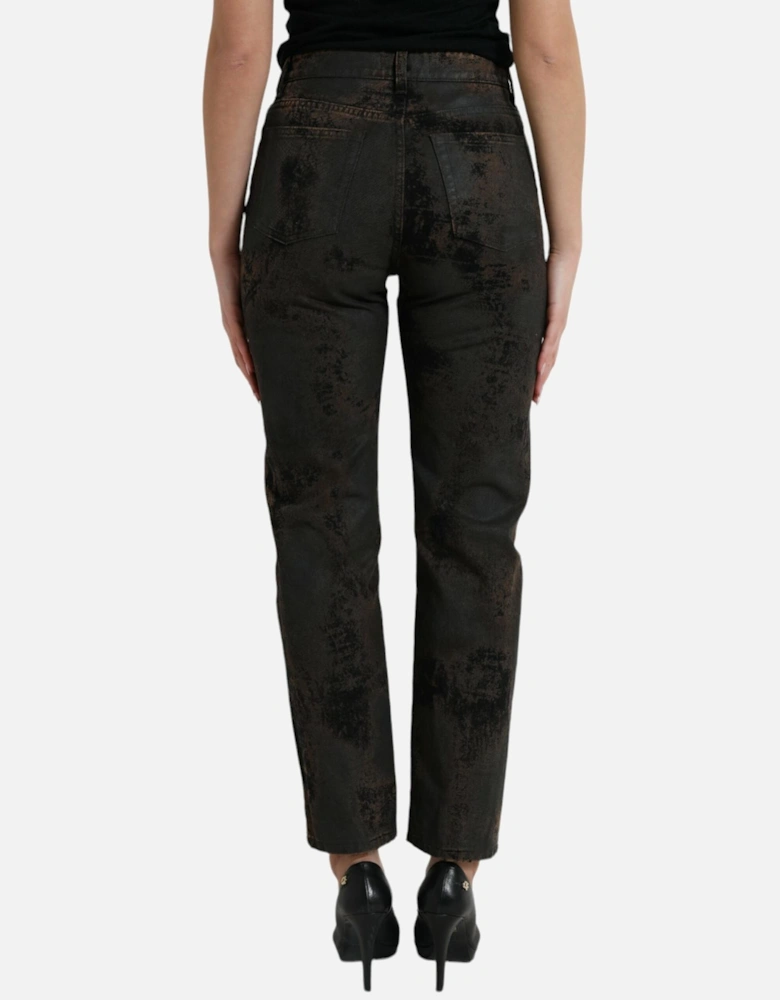 Mid Waist Denim Jeans with Zipper Closure and Logo Details. Women -
