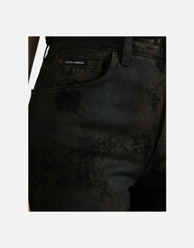 Mid Waist Denim Jeans with Zipper Closure and Logo Details. Women -