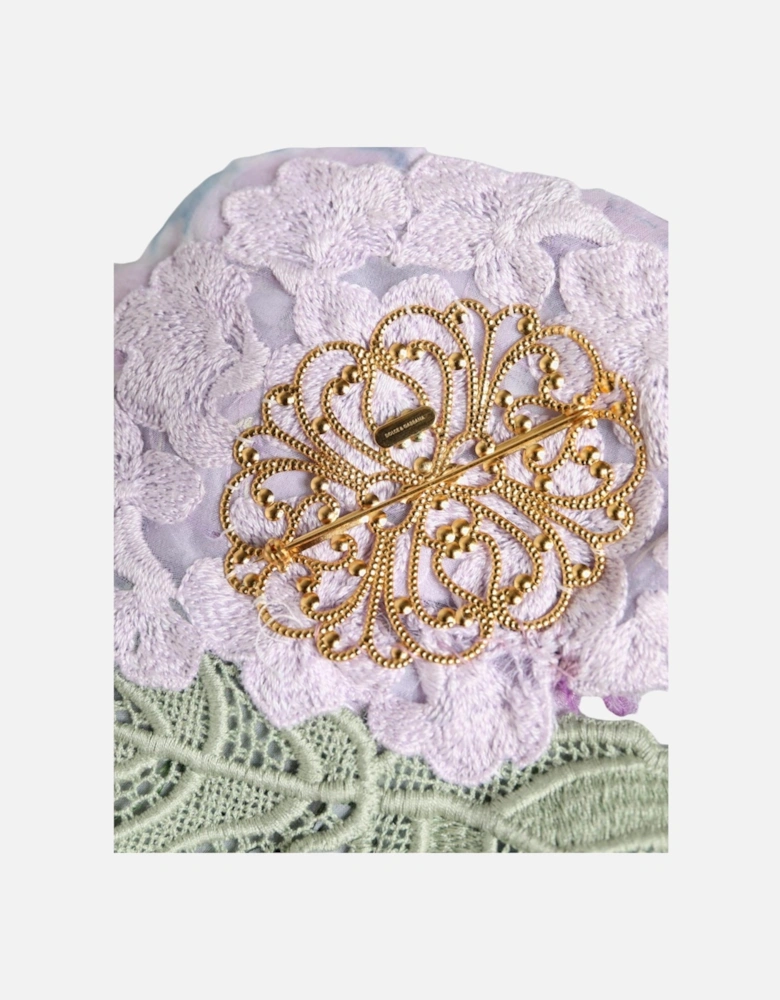Floral Brooch Pin with Brass and Silk Women - Multicolor Brooches