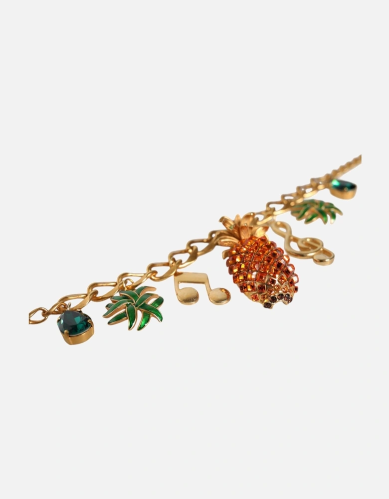 Statement Gold Crystal Charm Necklace Women