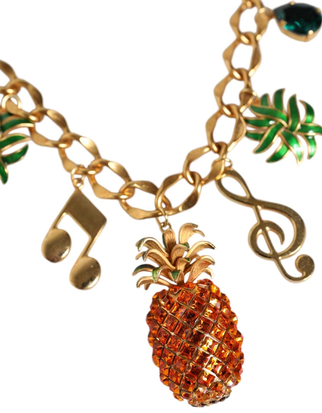 Statement Gold Crystal Charm Necklace Women