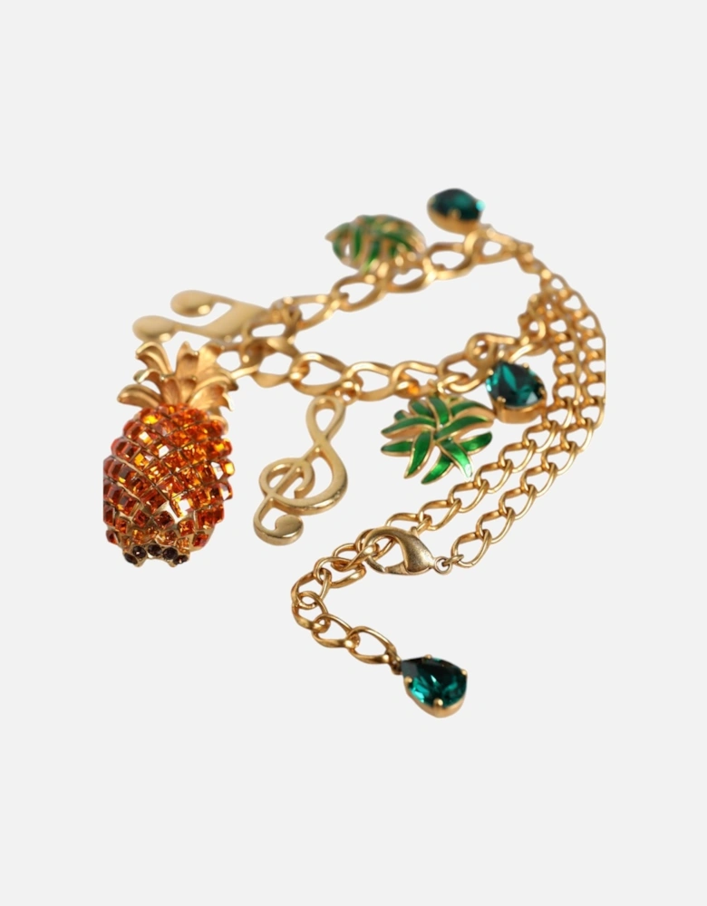 Statement Gold Crystal Charm Necklace Women