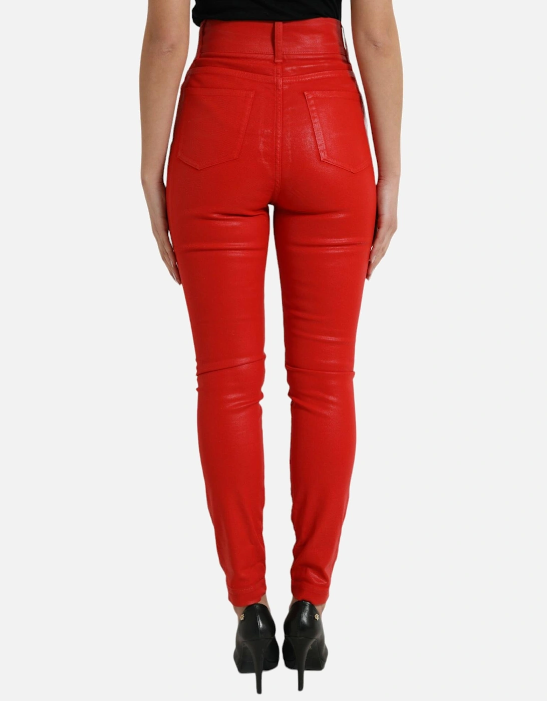 High Waist Denim Jeans with Zipper Closure and Logo Details Women -