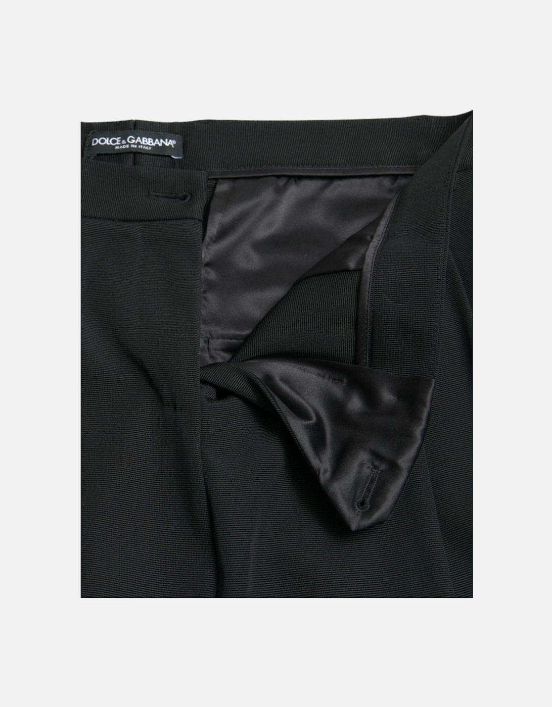 High Waist Tapered Cropped Pants with Logo Details Women - Black Jeans