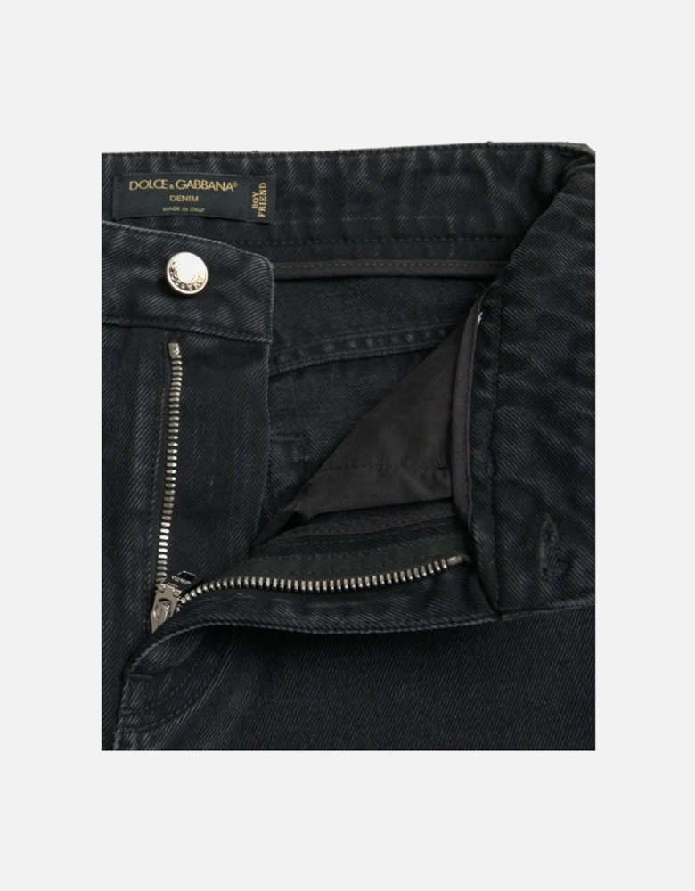High Waist Denim Jeans with Zipper Closure and Logo Details Women -