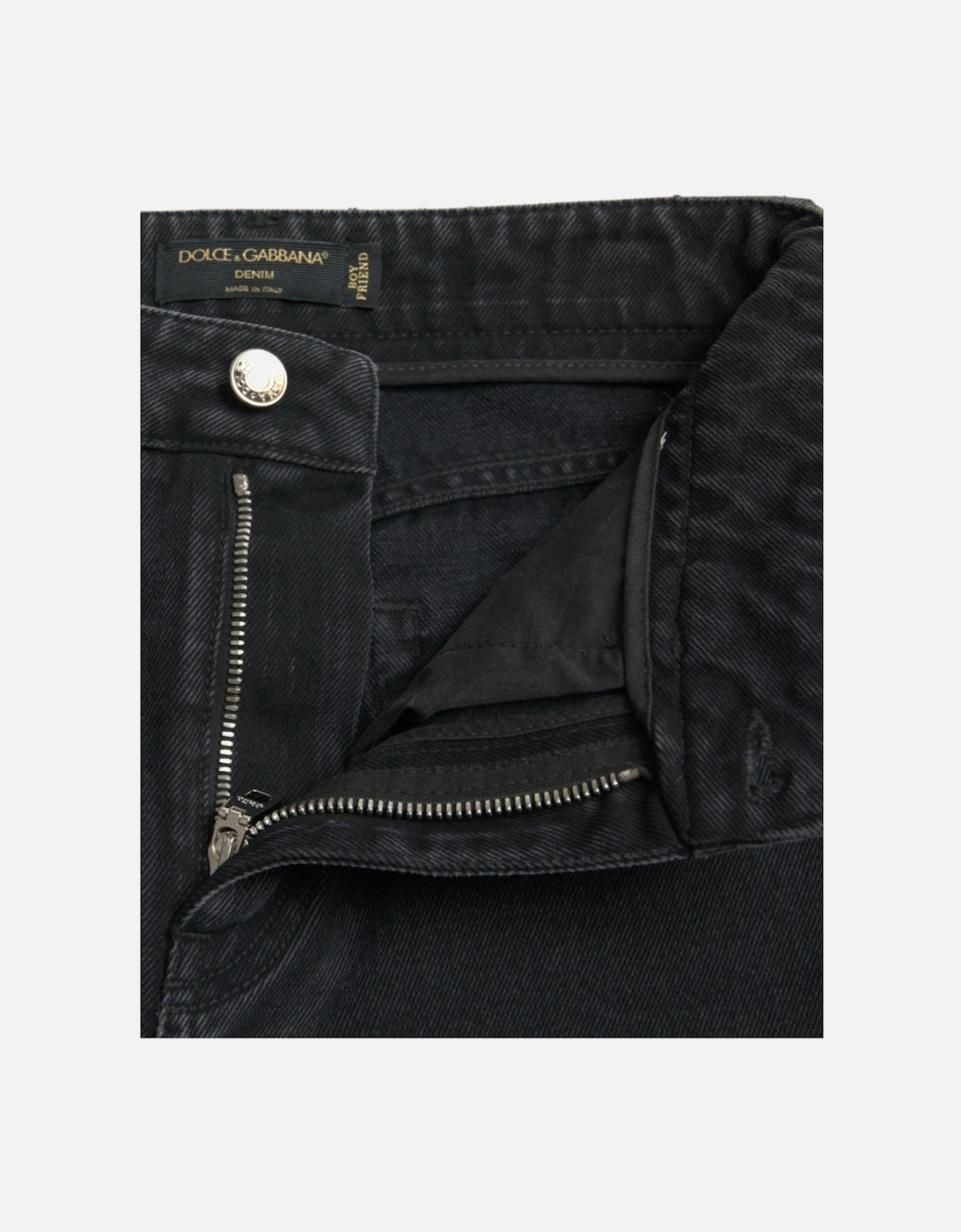 High Waist Denim Jeans with Zipper Closure and Logo Details Women -
