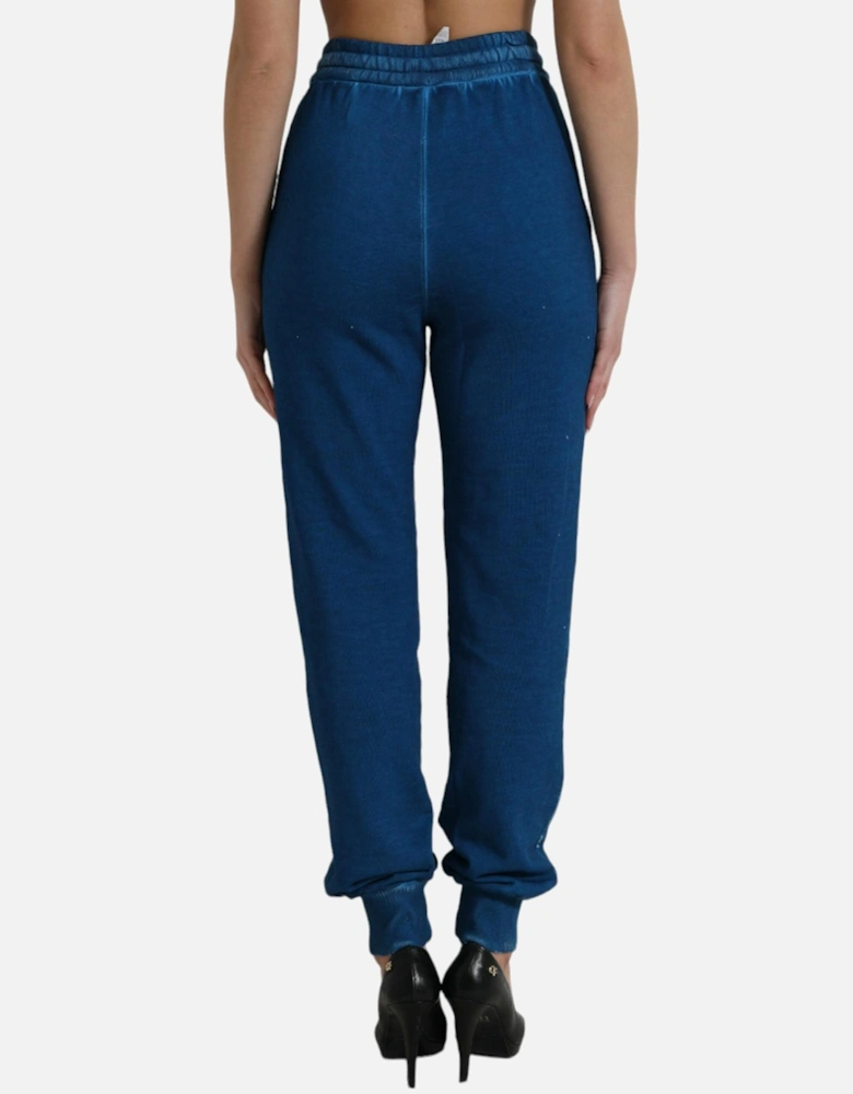 Cotton Jogger Sweatpants with Logo Print and Drawstring Closure Women