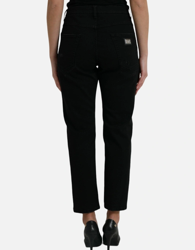 High Waist Denim Jeans with Zipper Closure Women - Black Jeans