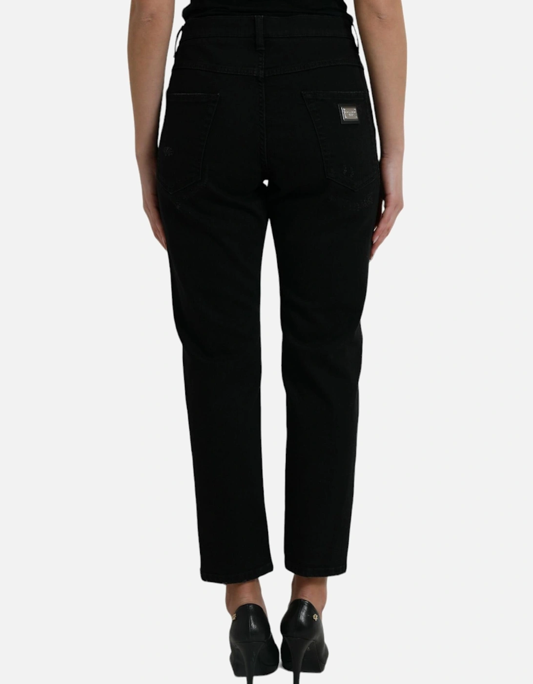 High Waist Denim Jeans with Zipper Closure Women - Black Jeans