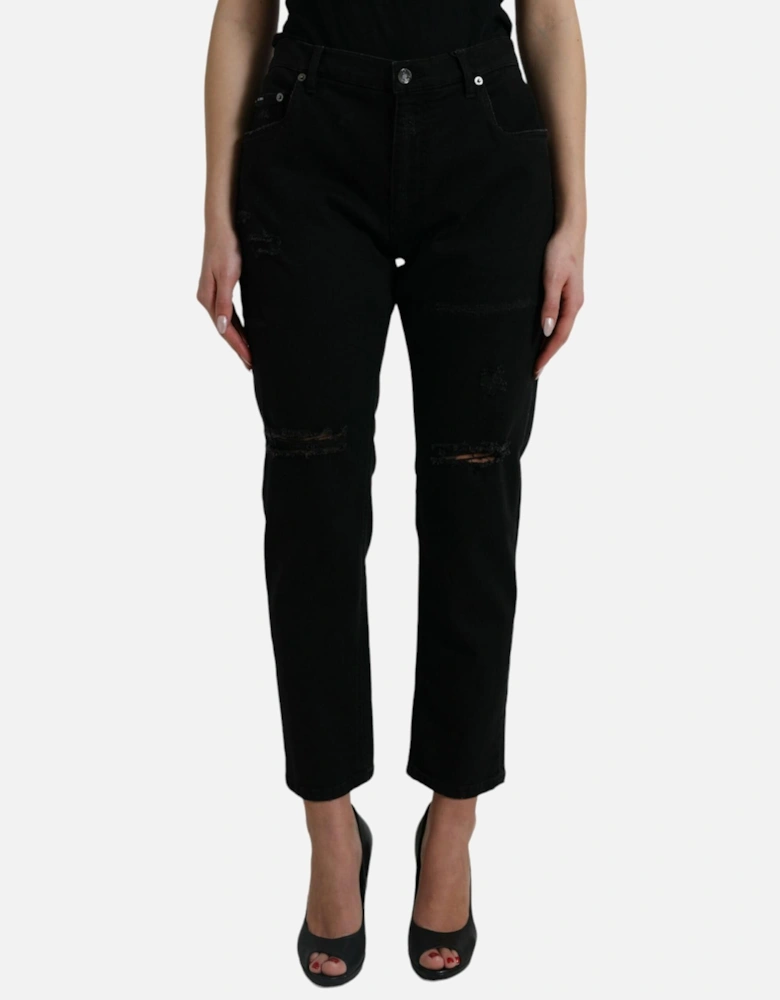High Waist Denim Jeans with Zipper Closure Women - Black Jeans