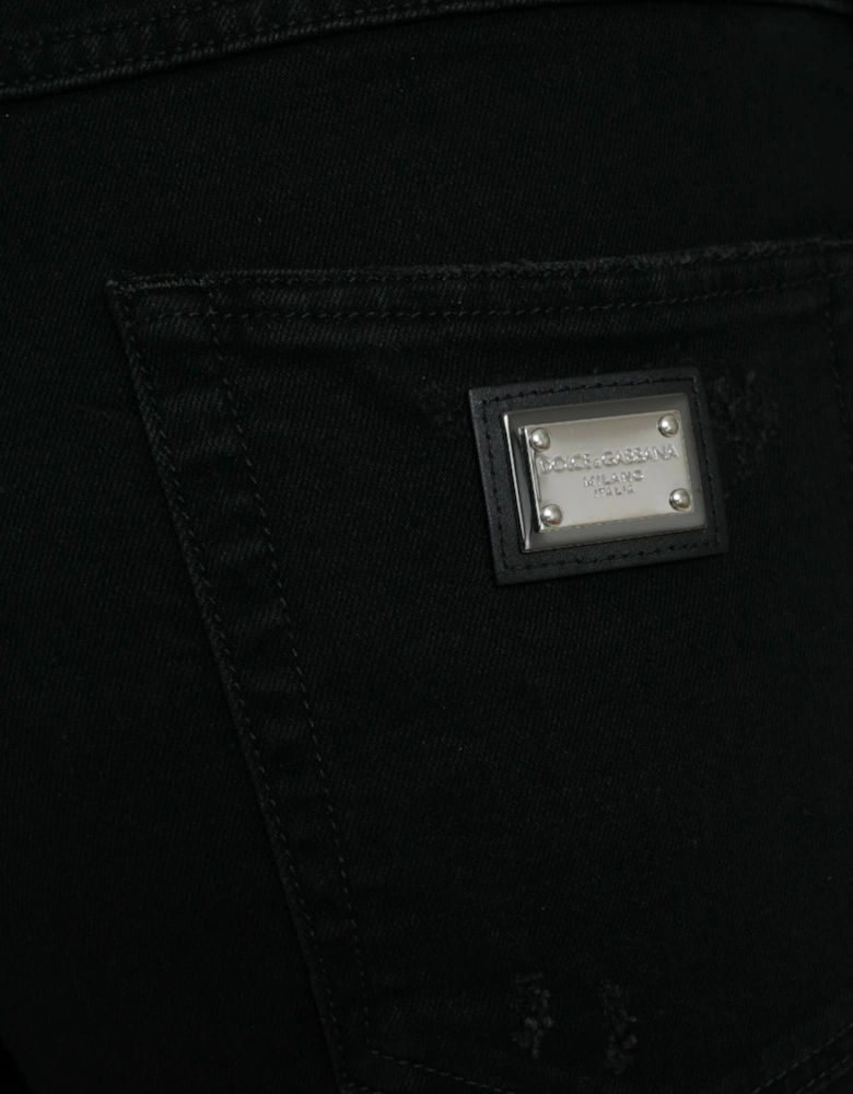 High Waist Denim Jeans with Zipper Closure Women - Black Jeans