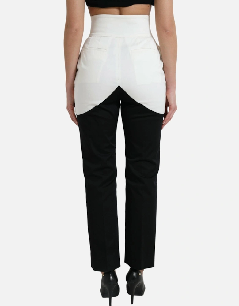 High Waist Tapered Pants with Logo Details Women - Black And White