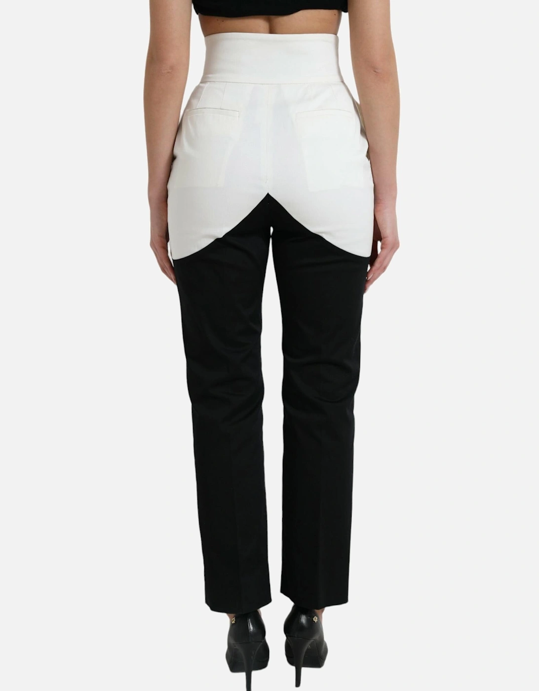 High Waist Tapered Pants with Logo Details Women - Black And White