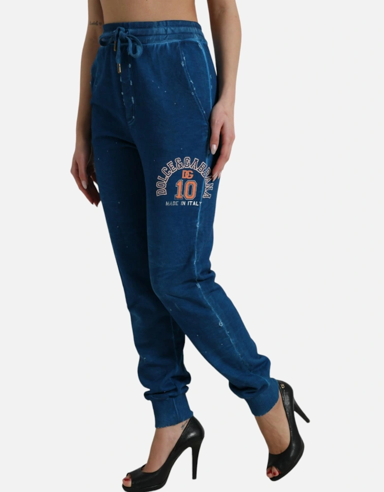 Cotton Jogger Sweatpants with Logo Print and Drawstring Closure Women