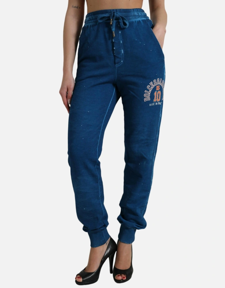 Cotton Jogger Sweatpants with Logo Print and Drawstring Closure Women