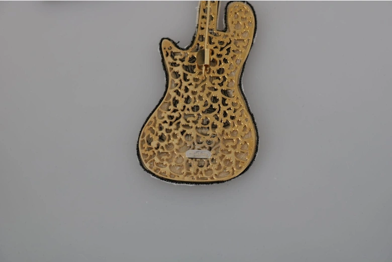 Beaded Guitar Brooch Women - Gold Brooches