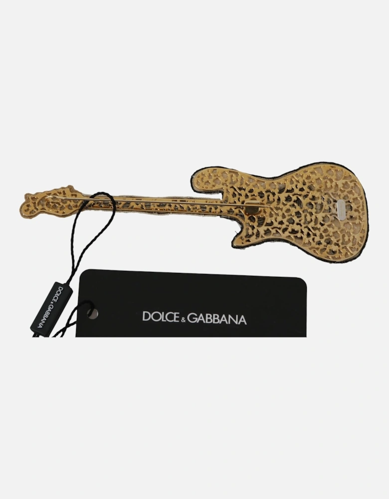 Beaded Guitar Brooch Women - Gold Brooches