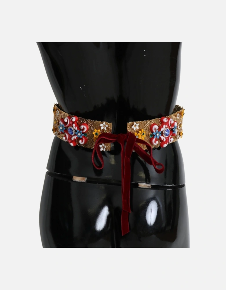 Dolce Gabbana Belt Ornate Floral Design Women - Gold