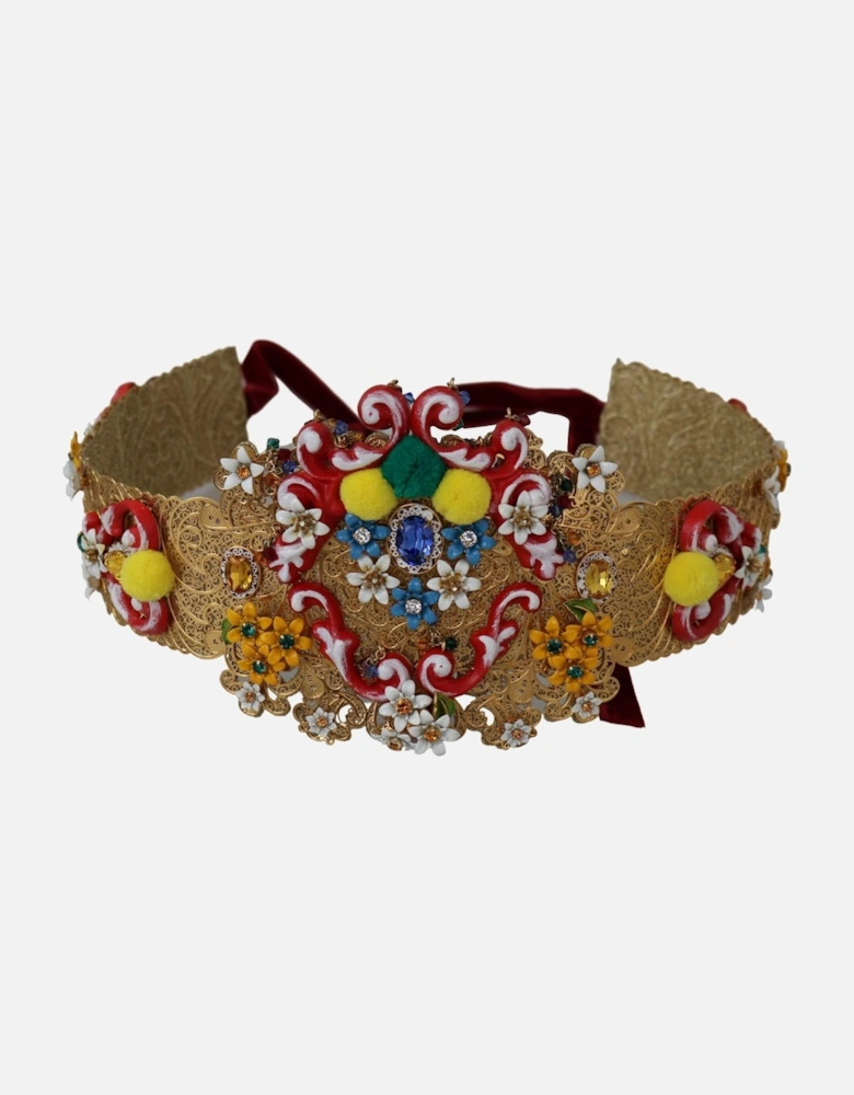 Dolce Gabbana Belt Ornate Floral Design Women - Gold