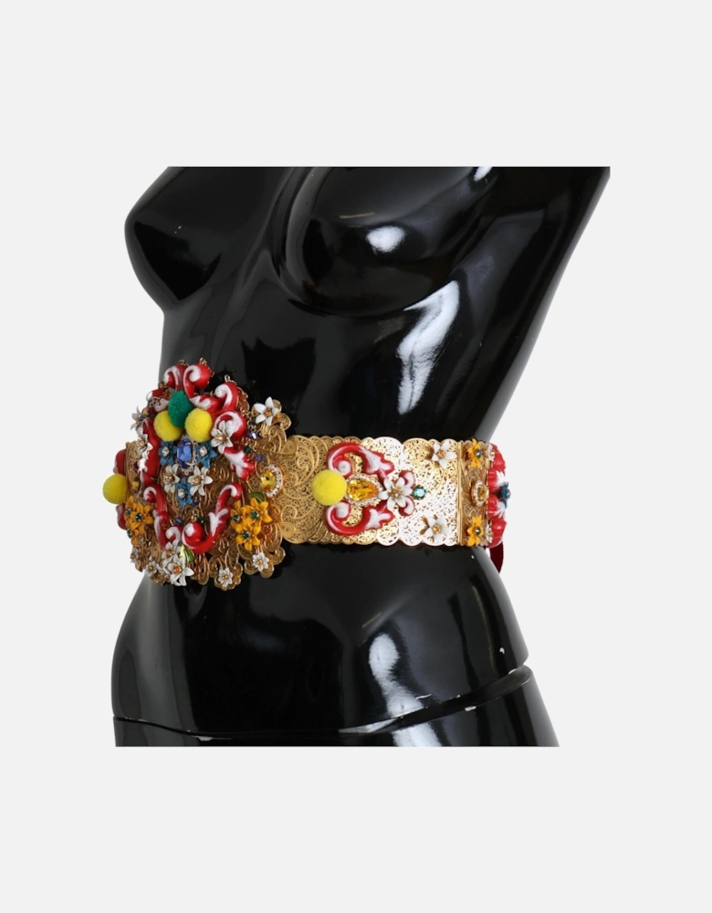 Dolce Gabbana Belt Ornate Floral Design Women - Gold