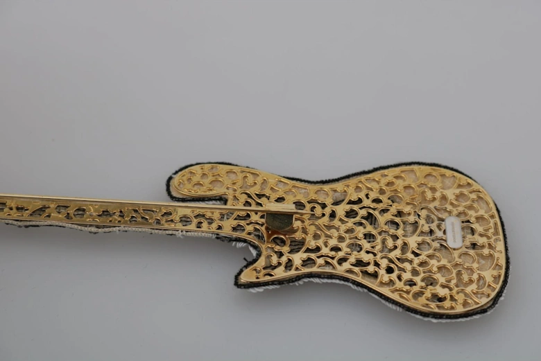 Beaded Guitar Brooch Women - Gold Brooches