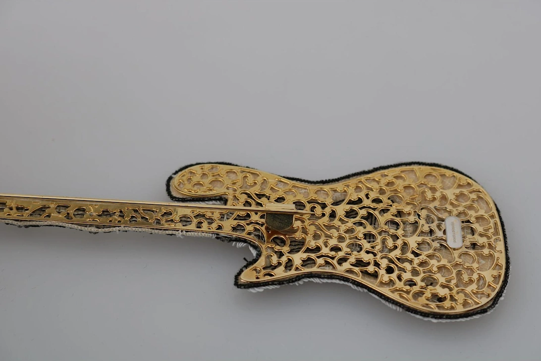 Beaded Guitar Brooch Women - Gold Brooches