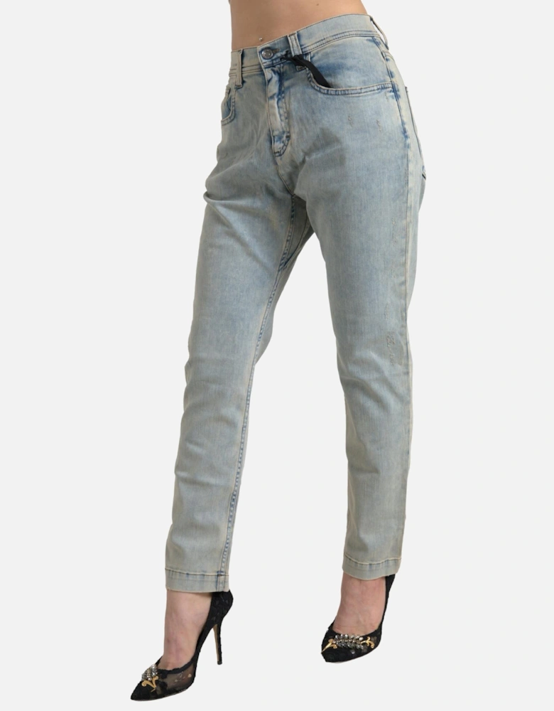 Mid Waist Skinny Jeans with Zipper Closure and Logo Details. Women -