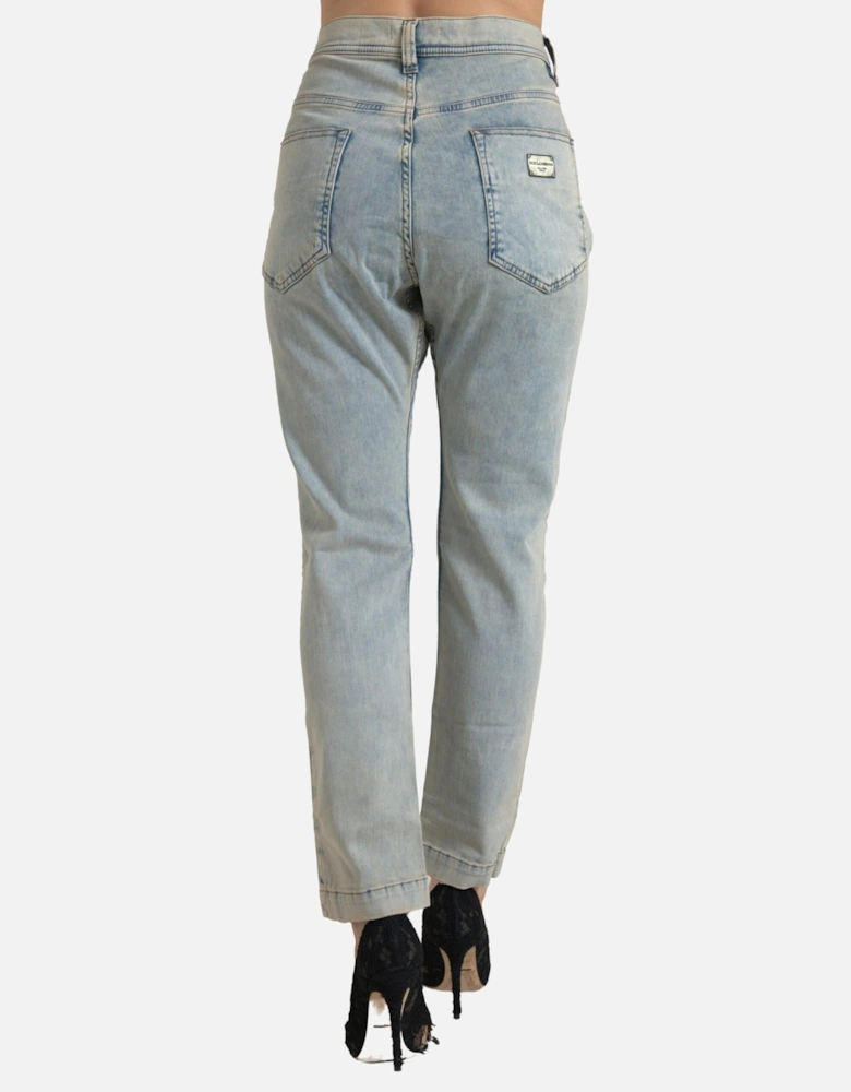 Mid Waist Skinny Jeans with Zipper Closure and Logo Details. Women -