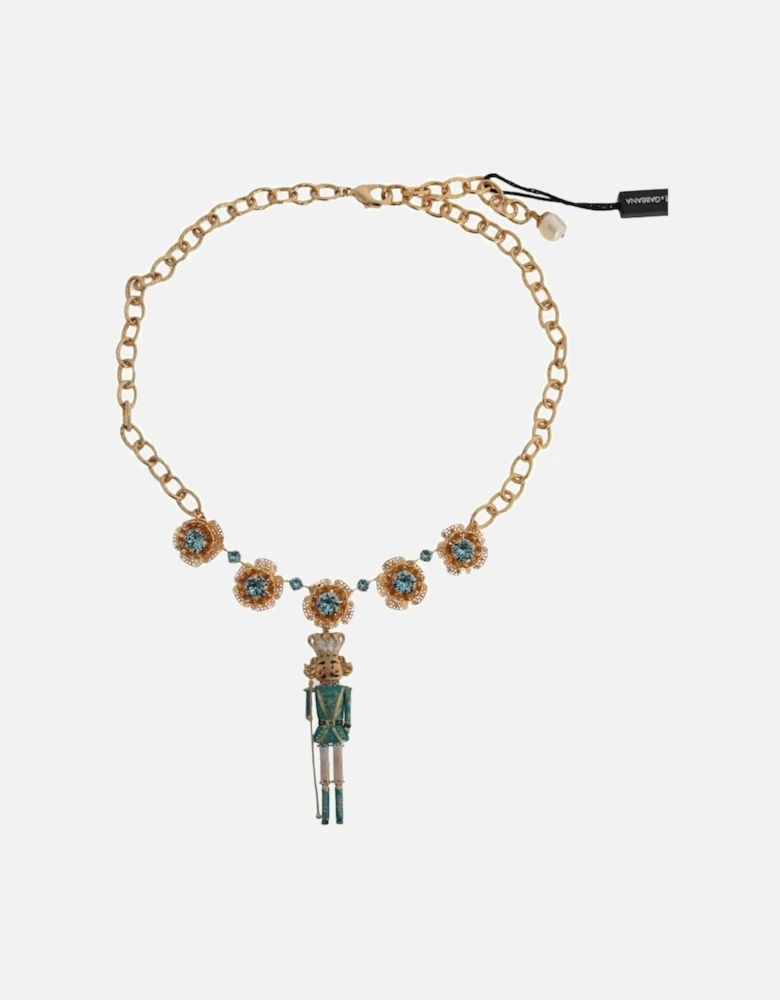 Dolce Gabbana Nutcracker Necklace Gold and Blue Women
