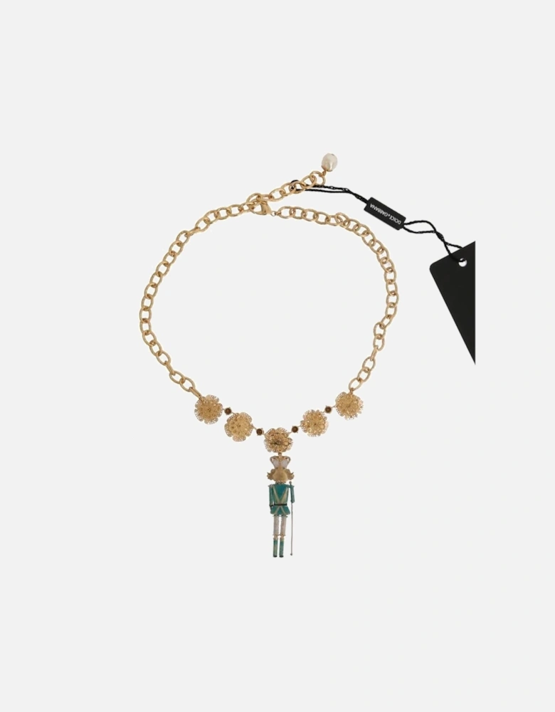 Dolce Gabbana Nutcracker Necklace Gold and Blue Women