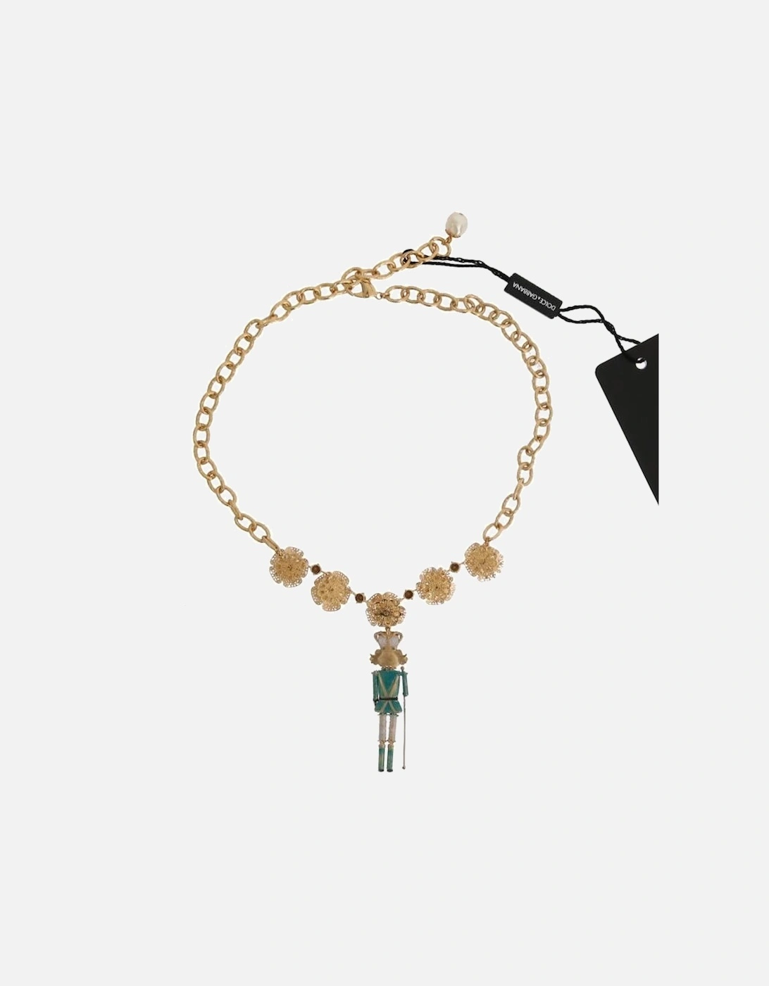 Dolce Gabbana Nutcracker Necklace Gold and Blue Women