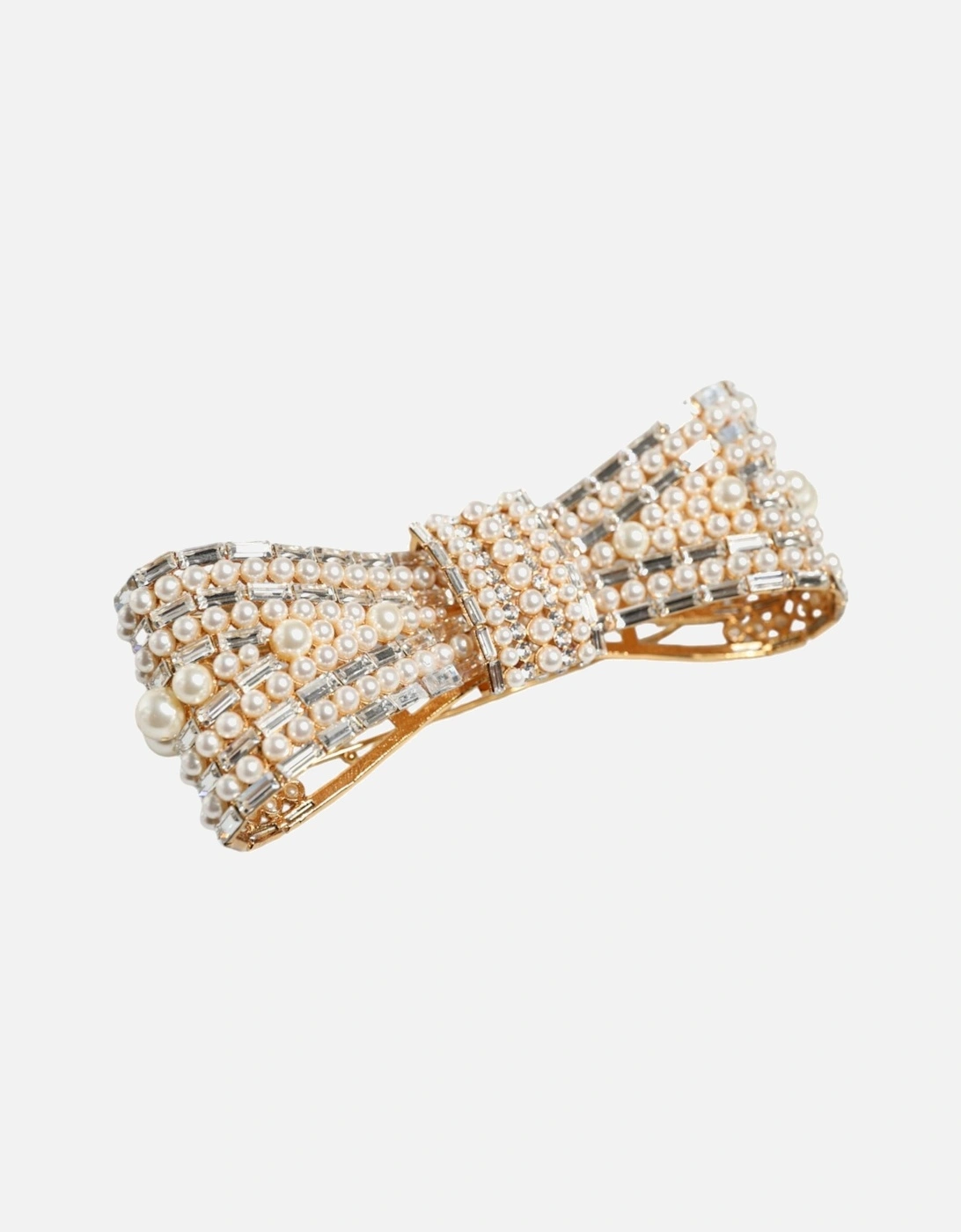 Bow Pin Brooch with Crystal and Pearl Embellishments Women - Gold, 7 of 6