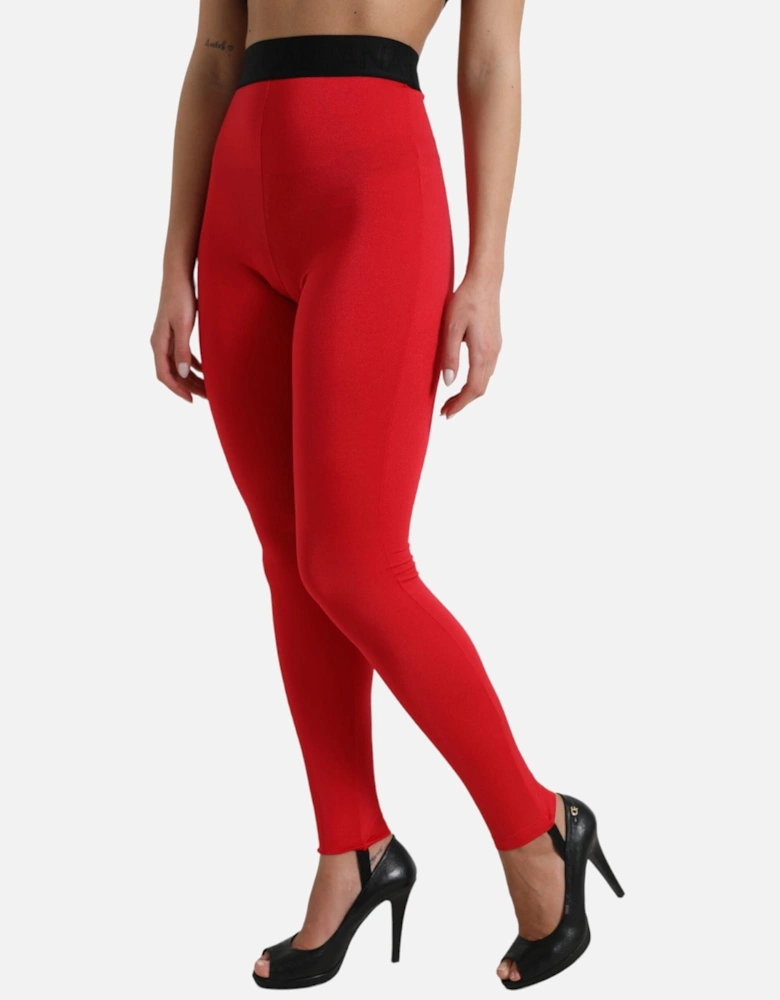 HighWaisted Leggings Red Women Jeans